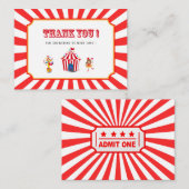 Circus Carnival waterverf baby shower bedankt Notitiekaartje (Voorkant / Achterkant)