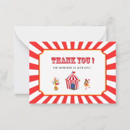 Circus Carnival waterverf baby shower bedankt Notitiekaartje