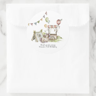 Circus Carnival   Woodland Unicorn Birthday Party Ronde Sticker