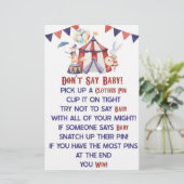 Circus Carnival zeg geen Baby! Baby shower game Briefpapier (Staand voorkant)