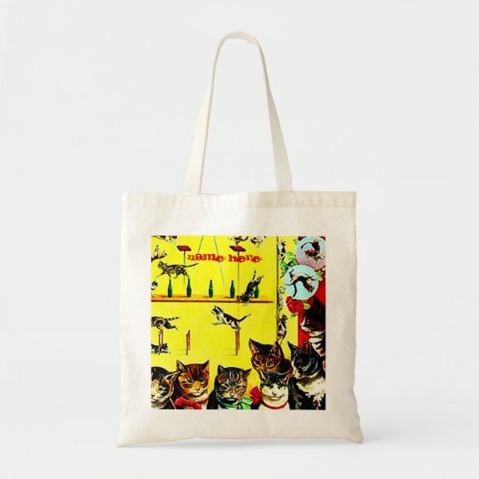 Circus Cat Act Poster Wall Art AddYourText Tote Bag (Voorkant)