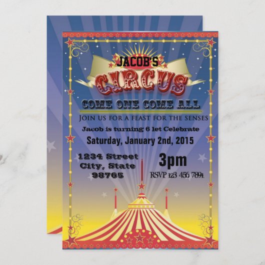 Circus Celebration Kaart (Voorkant / Achterkant)