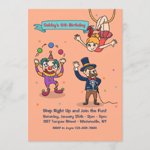 Circus Characters Invitation Kaart