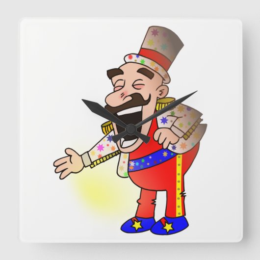 Circus Chef Vierkante Klok (Voorkant)