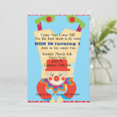 Circus Clow ondersteboven op verjaardaguitnodiging Kaart (Staand voorkant)