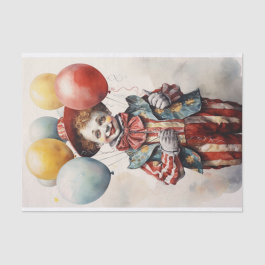 Circus Clown 1 Decoupage papier (Voorkant)