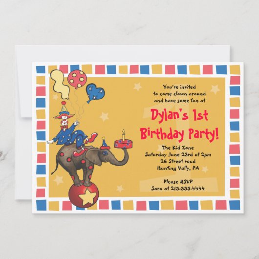 Circus Clown 1e gelukkige verjaardag - Korting voo Kaart (Voorkant)