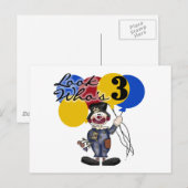Circus Clown 3e Verjaardag Tshirts en geschenken Briefkaart (Voorkant / Achterkant)