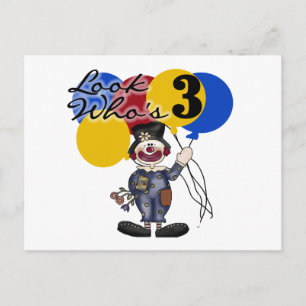 Circus Clown 3e Verjaardag Tshirts en geschenken Briefkaart
