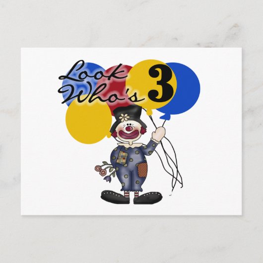Circus Clown 3e Verjaardag Tshirts en geschenken Briefkaart (Voorkant)