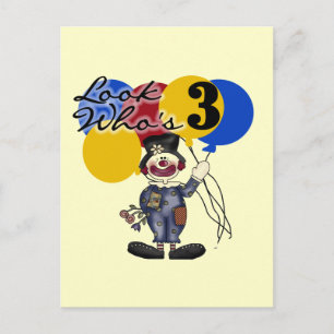 Circus Clown 3e Verjaardag Tshirts en geschenken Briefkaart