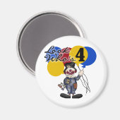 Circus Clown 4e verjaardag Tshirts en geschenken Magneet (Voorkant / Achterkant)
