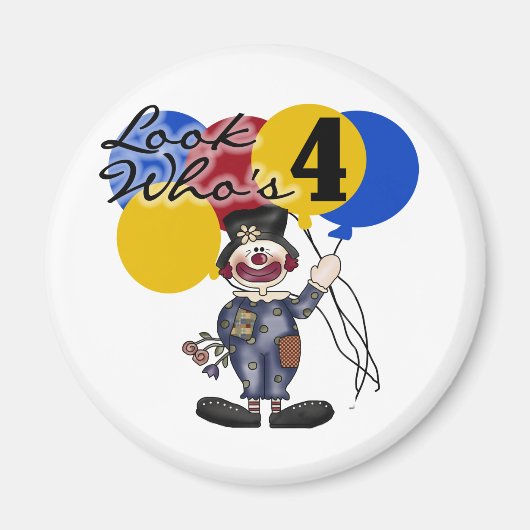 Circus Clown 4e verjaardag Tshirts en geschenken Magneet (Voorkant)