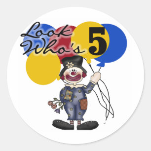 Circus Clown 5e verjaardag Tshirts en geschenken Ronde Sticker