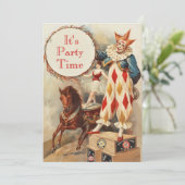  Circus Clown Aangepaste Verjaardagsfeest Uitnodig Kaart (Staand voorkant)