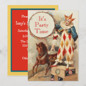  Circus Clown Aangepaste Verjaardagsfeest Uitnodig Kaart (Voorkant / Achterkant)