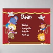 Circus Clown Baby Kinder Room Wall Name Print (Voorkant)
