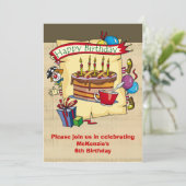 Circus Clown Birthday Party Invitations Kaart (Staand voorkant)