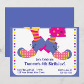 Circus Clown Birthday Party Kaart (Voorkant / Achterkant)