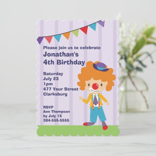 Circus Clown Birthday Party Kaart (Staand voorkant)