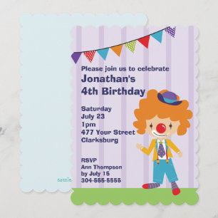 Circus Clown Birthday Party Kaart