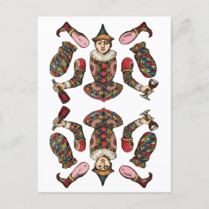circus clown boy gelede papier pop uitsneden briefkaart