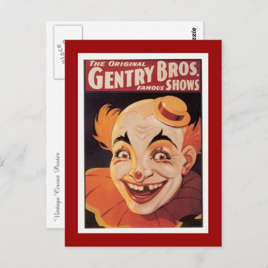  Circus Clown Briefkaart (Voorkant / Achterkant)