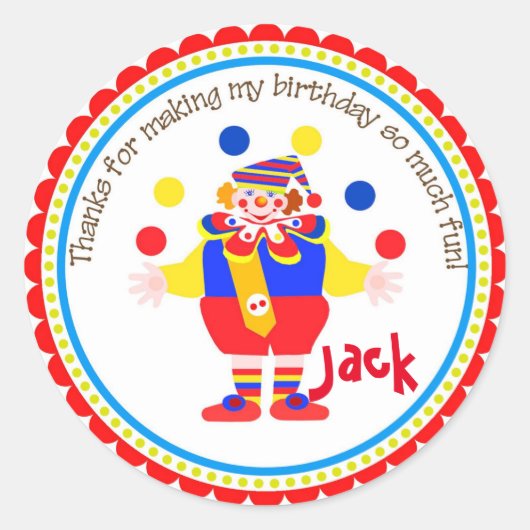 Circus Clown Carnaval Verjaardagsfeestje Stickers (Voorkant)