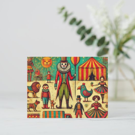  Circus Clown Collage Briefkaart (Staand voorkant)