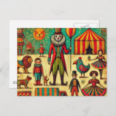  Circus Clown Collage Briefkaart (Voorkant / Achterkant)