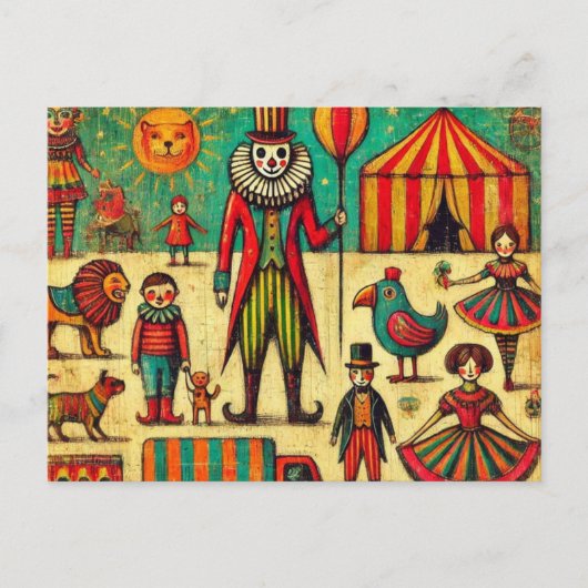  Circus Clown Collage Briefkaart (Voorkant)
