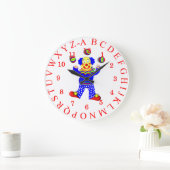 Circus Clown Cute Fun Alphabet Kind Grote Klok (Huis)