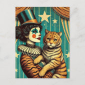 Circus Clown en een tijger Kat Briefkaart (Voorkant)