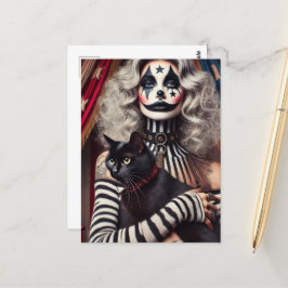 Circus Clown en een zwart Kat Briefkaart