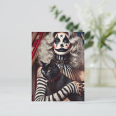 Circus Clown en een zwart Kat Briefkaart (Staand voorkant)