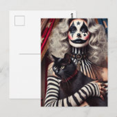 Circus Clown en een zwart Kat Briefkaart (Voorkant / Achterkant)