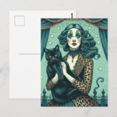 Circus Clown en een zwart Kat Briefkaart (Voorkant / Achterkant)