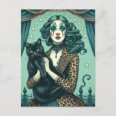 Circus Clown en een zwart Kat Briefkaart (Voorkant)