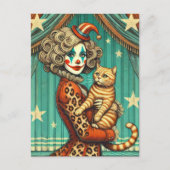 Circus Clown en haar Ginger Kat Briefkaart (Voorkant)