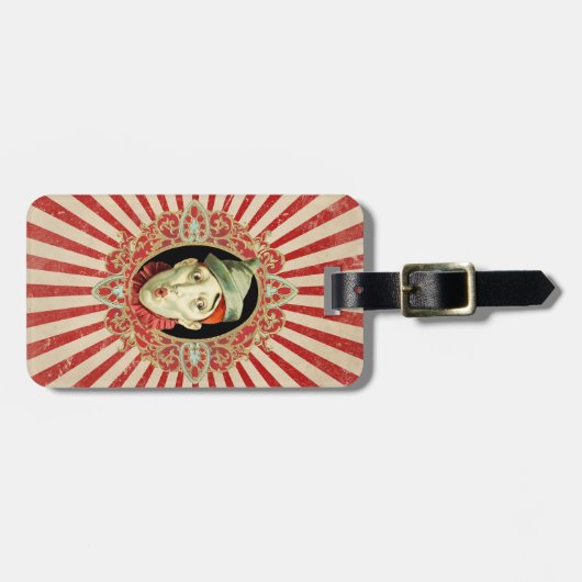  Circus Clown en Retro Stripes Patroon Bagagelabel (Voorkant horizontaal)