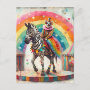 Circus Clown en Zebra Briefkaart
