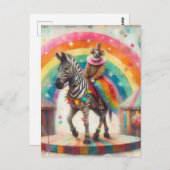 Circus Clown en Zebra Briefkaart (Voorkant / Achterkant)