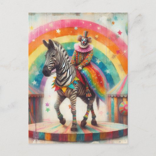 Circus Clown en Zebra Briefkaart (Voorkant)