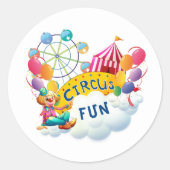 Circus Clown Feestje  Ronde Sticker (Voorkant)