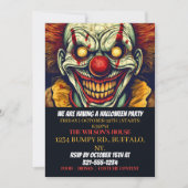 Circus Clown Gelukkig Halloween Feestuitnodigingen Kaart (Voorkant)