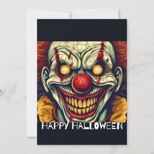 Circus Clown Gelukkig Halloween Feestuitnodigingen Kaart (Achterkant)