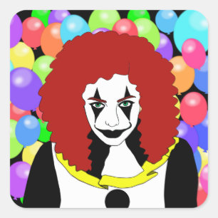 Circus Clown Girl Schopte vrouwelijke horror gothi Vierkante Sticker