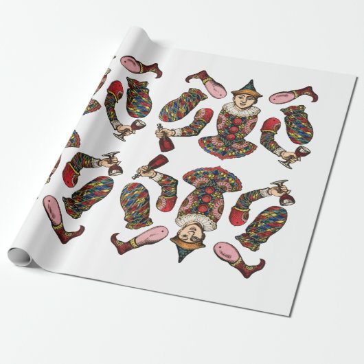 circus clown Jester jongen papier pop kunst (Uitgerold)