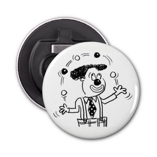 Circus Clown jongleren illustratie Button Flesopener (Voorkant)