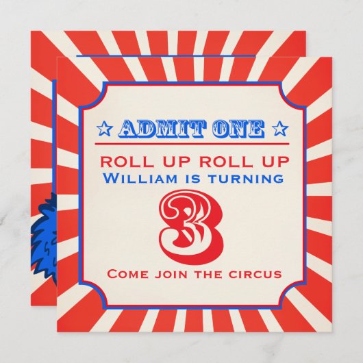 Circus clown leuke beurs 3e verjaardag uitnodiging (Voorkant / Achterkant)